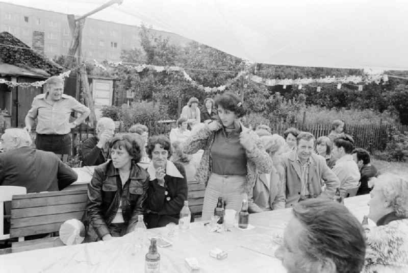 Garden party in an allotment garden settlement in Berlin, the former capital of the GDR, German Democratic Republic