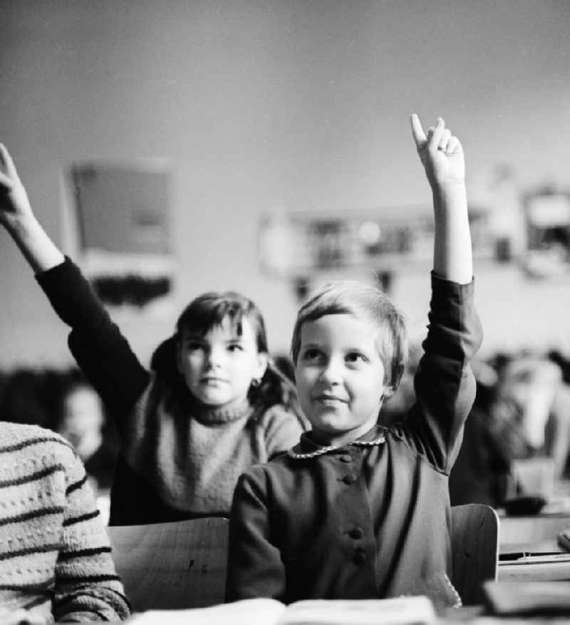 Pupils register for lessons in Berlin, the former capital of the GDR, German Democratic Republic
