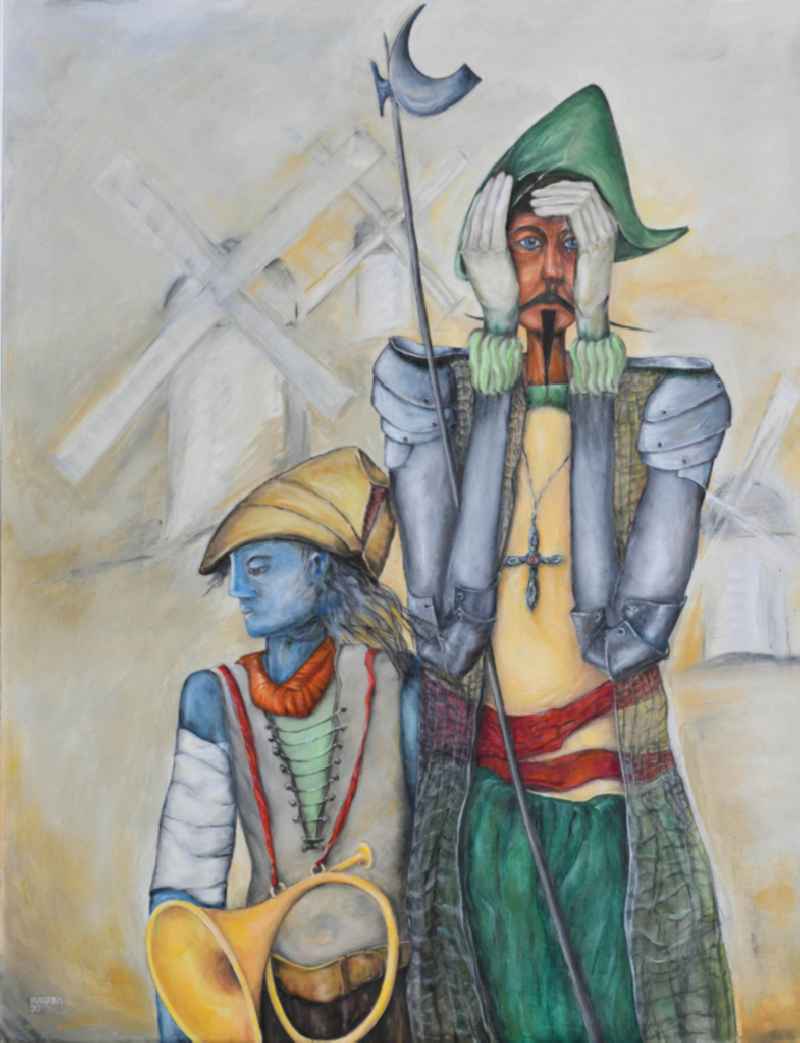 Oil on canvas ' Don Quichotte ' by the artist Hubertus Gollnow