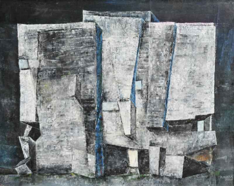 Oil on canvas ' Ein Berliner Hochbunker ' by the artist Hubertus Gollnow in Berlin Eastberlin, the former capital of the GDR, German Democratic Republic