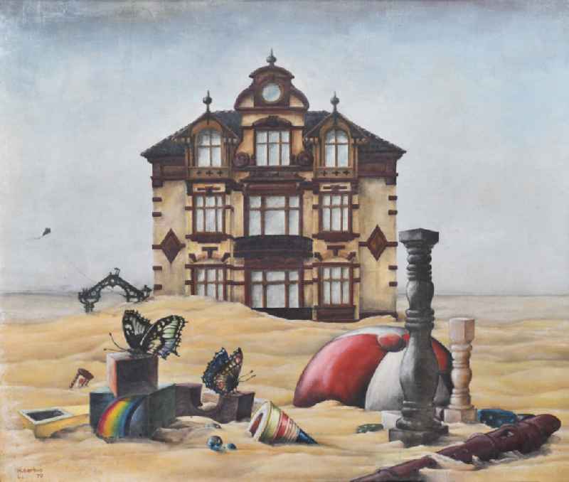 Oil on canvas ' Kinderhaus ' by the artist Hubertus Gollnow in Berlin Eastberlin, the former capital of the GDR, German Democratic Republic