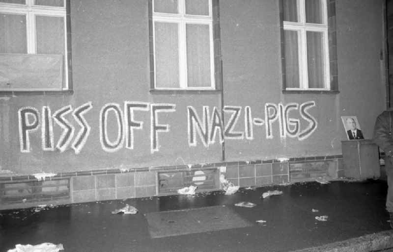 Scenes of the storming and squatting of the MfS - Central Ministry for State Security on Normannenstrasse in the district of Lichtenberg in Berlin East Berlin on the territory of the former GDR, German Democratic Republic