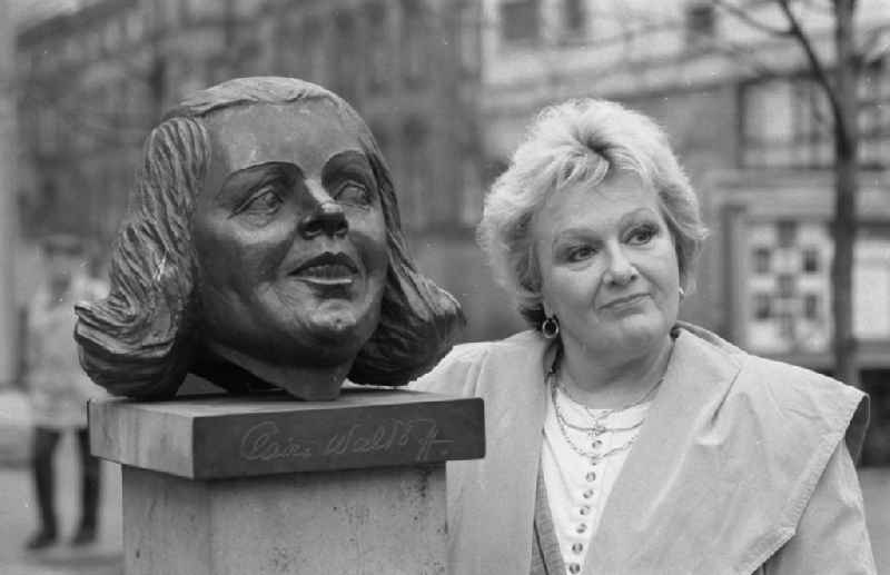 Portrait shot of the singer and musician Helga Hahnemann in the district Mitte in Berlin Eastberlin on the territory of the former GDR, German Democratic Republic