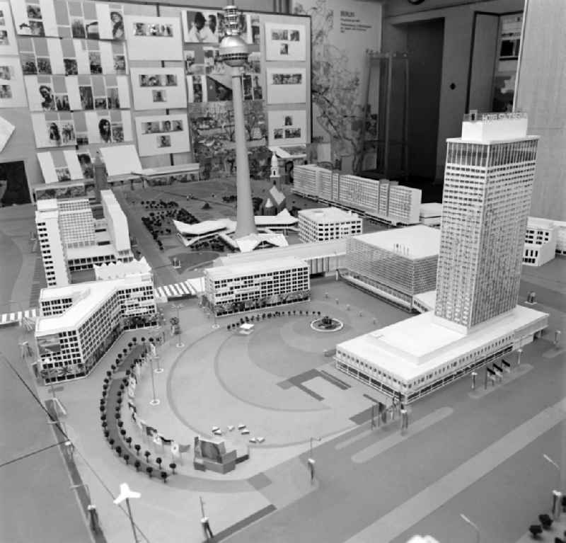 A model of Alexanderplatz on the occasion of the 1973 World Festival in an exhibition in Berlin Eastberlin on the territory of the former GDR, German Democratic Republic