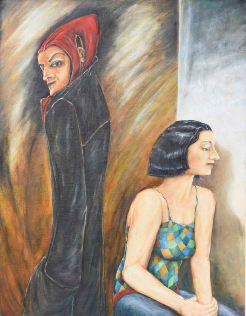 VG picture free work: Oil on canvas 'Fleeting encounter of heart and mind' 70 x 9