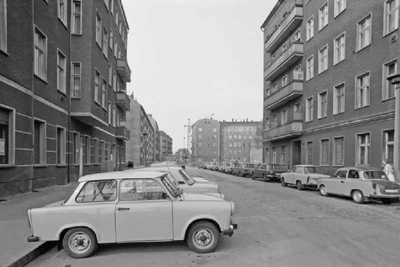 Cars - motor vehicles in a parking lot of the Trabant P6