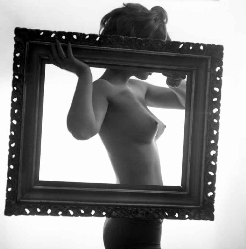 Nude of a young woman in Berlin, the former capital of the GDR, German Democratic Republic