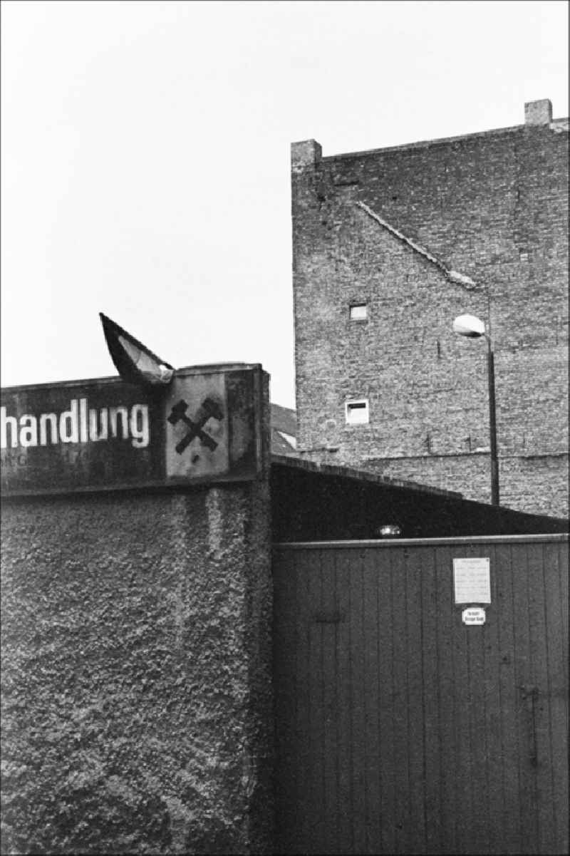 Gate to the entrance area of the coal trade on Steinstrasse in the Mitte district of Berlin East Berlin in the territory of the former GDR, German Democratic Republic