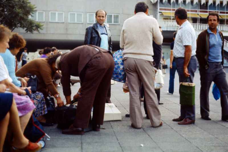 People on Alexanderplatz in East Berlin in the area of the former GDR, German Democratic Republic