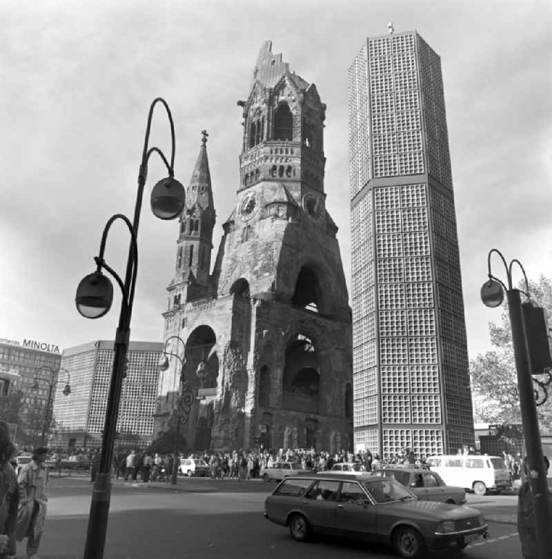 The Protestant Kaiser Wilhelm Memorial Church stands on the Breitscheidplatz between the Kurfürstendamm, Tauentzienstraße and the Budapest street in Berlin. The non-destroyed old part of the church is now a museum and war memorial