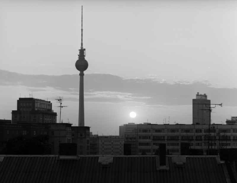 Evening atmosphere over the roofs in Berlin - Friedrichshain with views of the TV tower