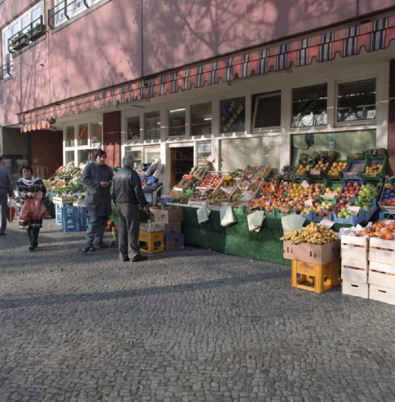 Fruit and vegetable stand in Berlin - Charlottenburg. Fresh fruits and vegetables will be offered for sale decorative