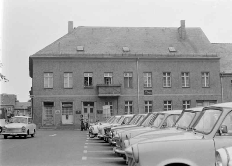 Cars - motor vehicles in a parking lot with a series of Trabant P 6