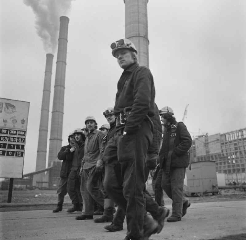 A brigade in the power station Boxberg in Boxberg/Oberlausitz in the state Saxony on the territory of the former GDR, German Democratic Republic