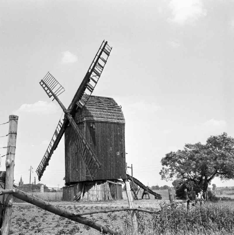 An old windmill in Brandenburg. It is the oldest windmill type in Europe
