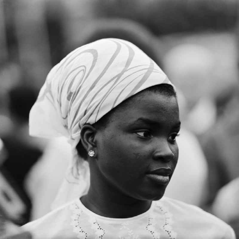 Young African woman at the Pentecost meeting of the youth in 1967 in Karl - Marx - Stadt today Chemnitz in Saxony