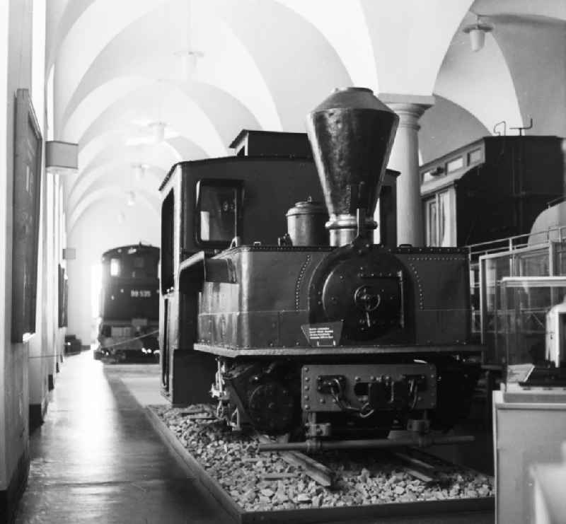 Historical steam locomotives in the Dresden Transport Museum in Dresden in the federal state of Saxony on the territory of the former GDR, German Democratic Republic. Here a Pechet-Bourdon articulated locomotive - built in 1916