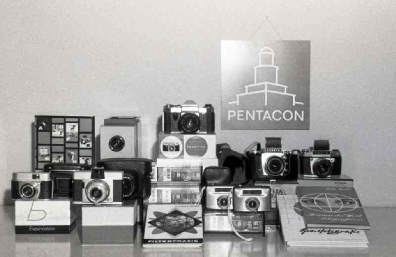 Photo products such as analogue cameras Exacta, Praktika and Orwo films of VEB Pentacon in Dresden in the state Saxony on the territory of the former GDR, German Democratic Republic