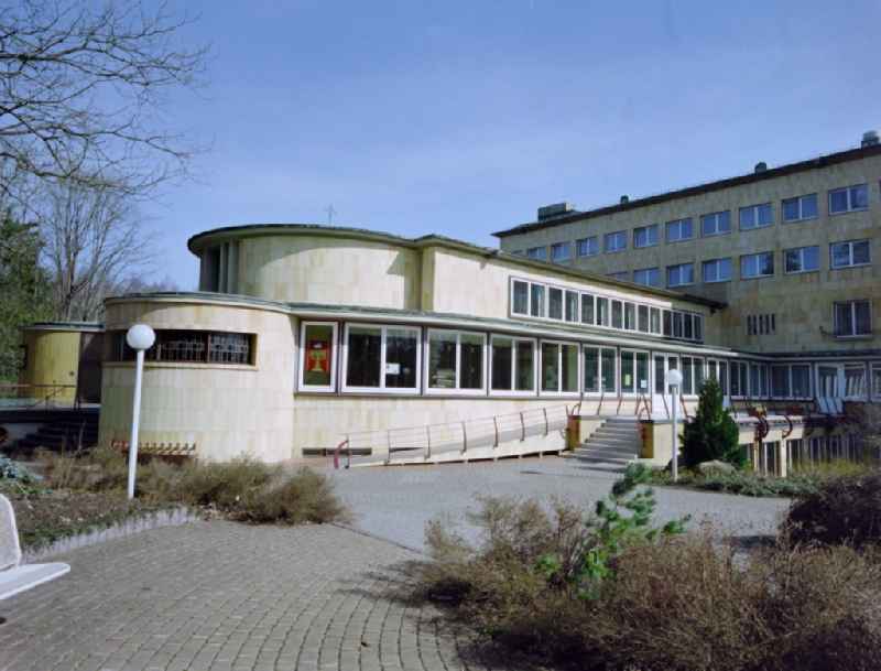 Exterior facade of the care facility and the retirement home ' Diakonissen-Mutterhaus ' in Elbingerode (Harz) in the state Saxony-Anhalt on the territory of the former GDR, German Democratic Republic