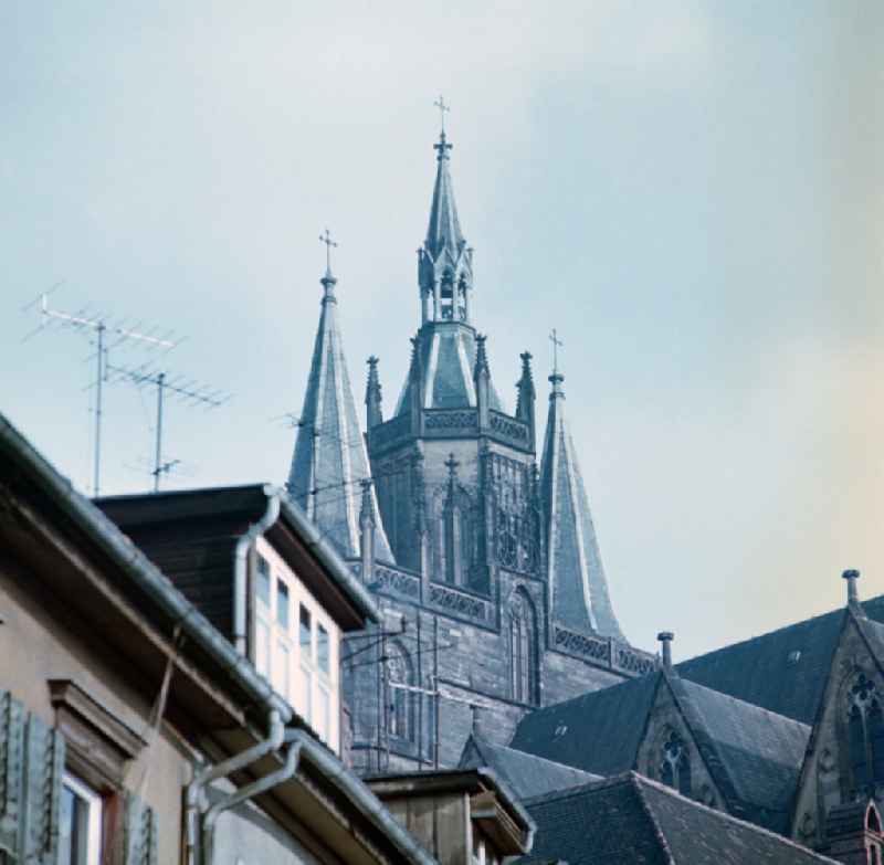 The cathedral of Erfurt in the district Altstadt in Erfurt in the state Thuringia on the territory of the former GDR, German Democratic Republic