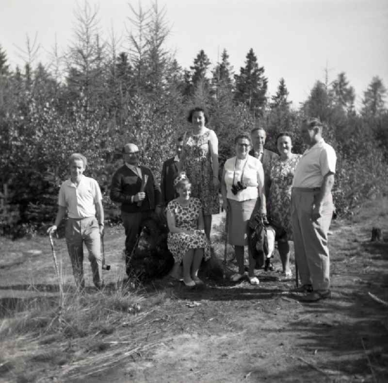 Family excursion to the nature in Friedrichroda in the federal state Thuringia in the area of the former GDR, German democratic republic