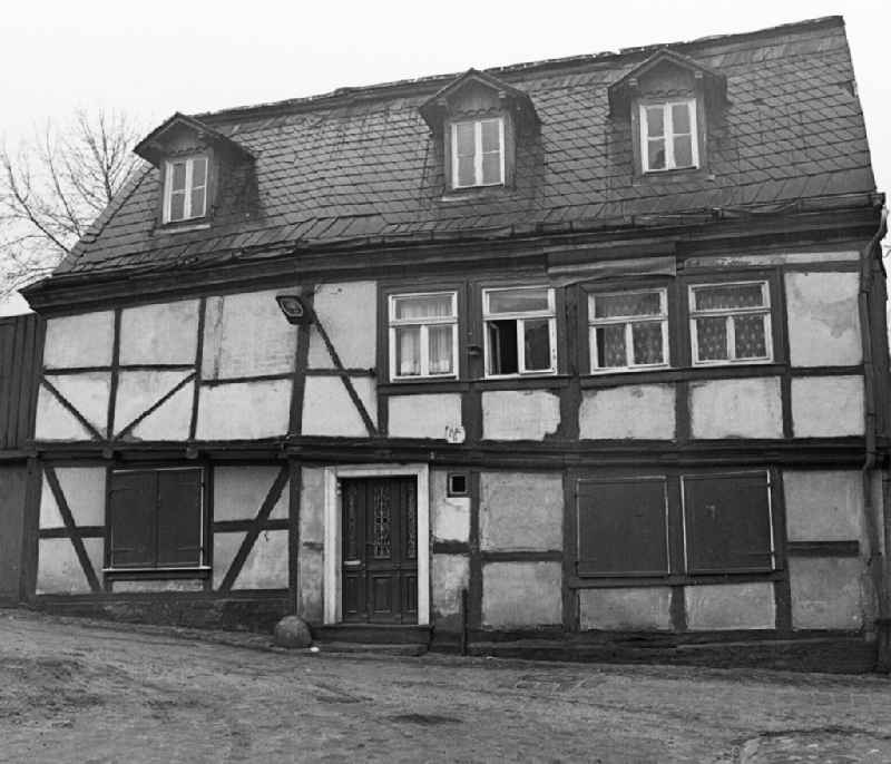 Street view of an apartment building - building front ' Der Steinhoff ' in Halberstadt in the state Saxony-Anhalt on the territory of the former GDR, German Democratic Republic