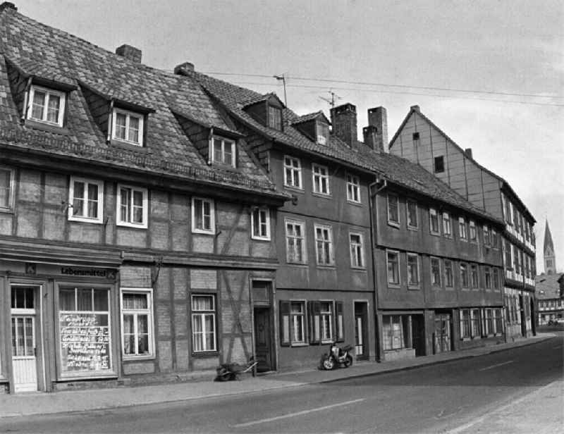 Half-timbered facade and building front in Westendorf in Halberstadt in the state Saxony-Anhalt on the territory of the former GDR, German Democratic Republic