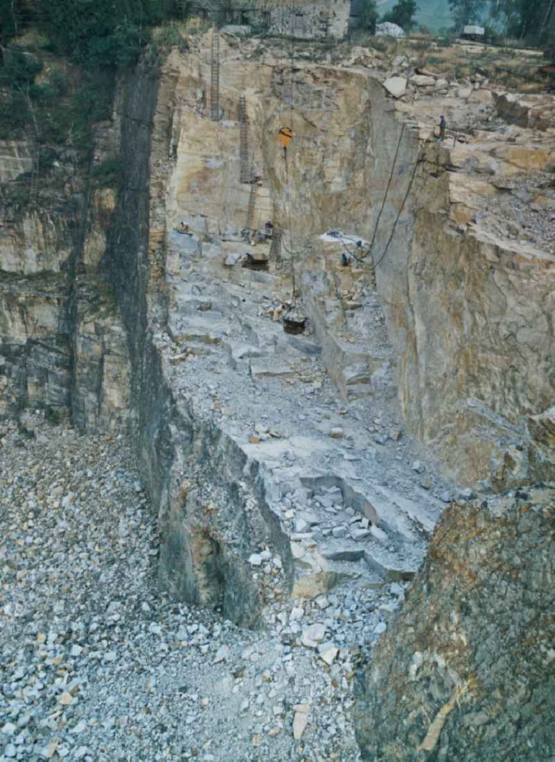 Site of the quarry for the mining and extraction of of limestone in Horka, Saxony on the territory of the former GDR, German Democratic Republic