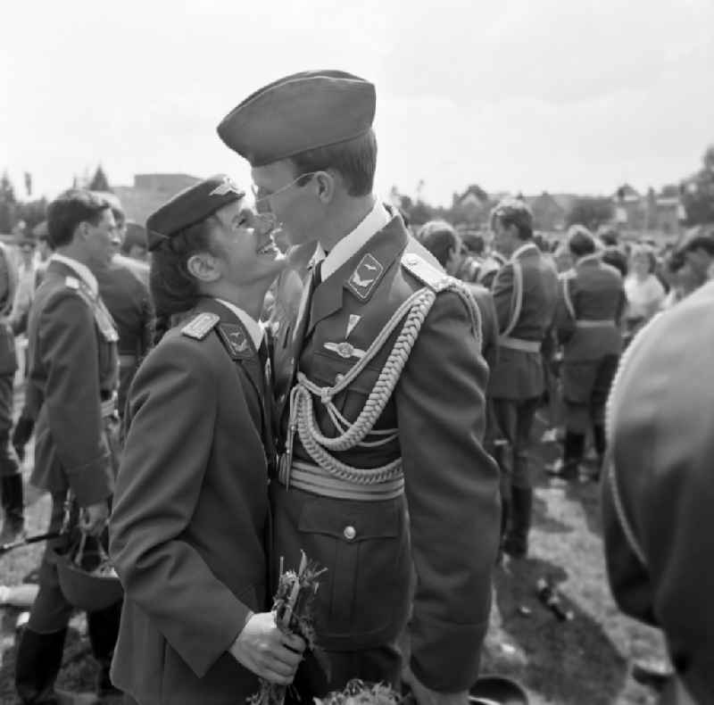 Appointment ceremony of officers of the LSK / LV air forces of the NVA National People's Army of the GDR at the officer school in Kamenz in present-day state of Saxony