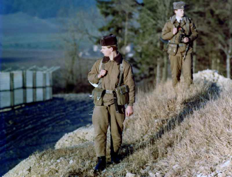 Patrol - patrol of soldiers of the East German border troops in border areas - border strip at Kella today's state of Thuringia