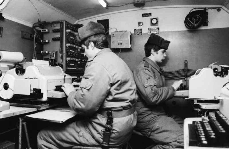Radio operator and news engineer of the 2nd news regiment of the NVA in Wernsdorf in Koenigs Wusterhausen in the federal state Brandenburg in the area of the former GDR, German democratic republic