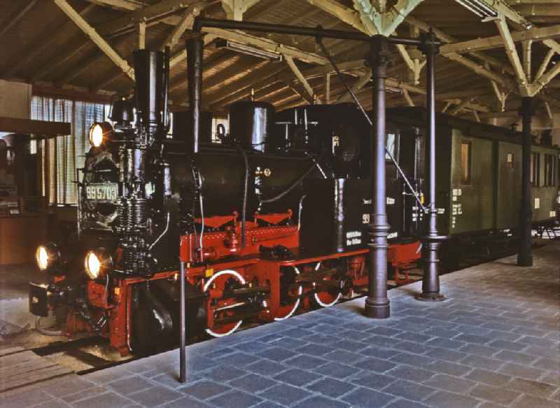 Museum with a discarded Deutsche Reichsbahn narrow-gauge locomotive 9957