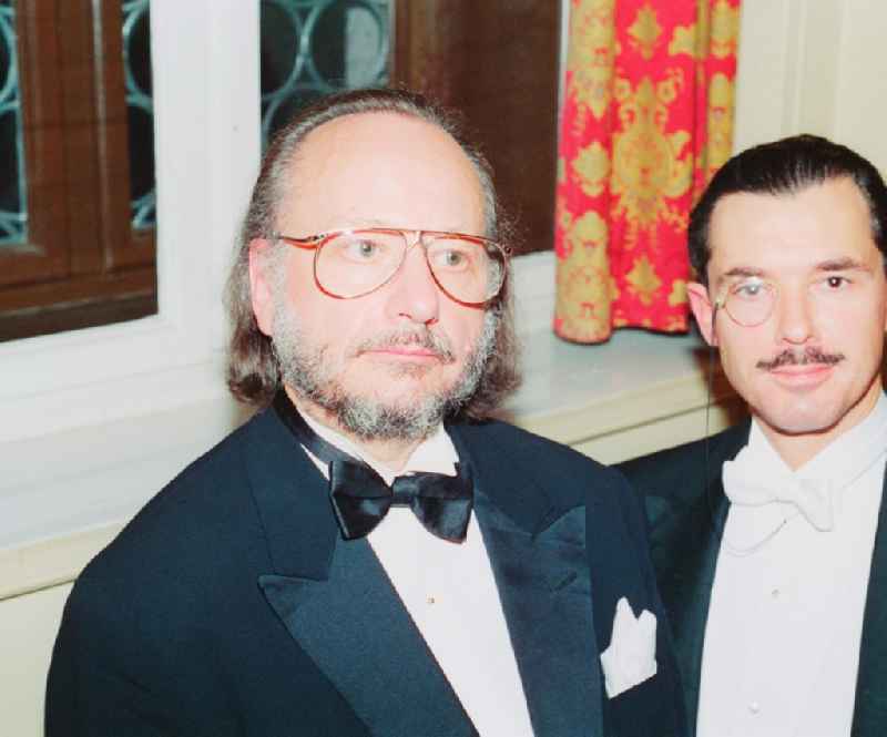 Peter Gotthardt (left) German composer, pianist, musician and publisher with the singer Henry de Winter (right) in Leipzig. Peter Gotthardt composed over 50