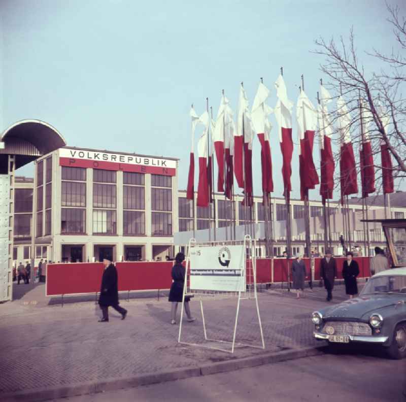 Fair hall - Pavillion of the People's Republic (VR) Poland on the area of the Leipzig fair in Leipzig in the federal state Saxony in the area of the former GDR, German democratic republic