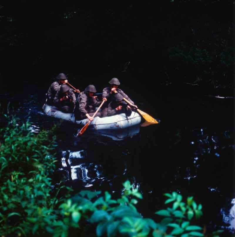 NVA soldiers in a dinghy in Brandenburg
