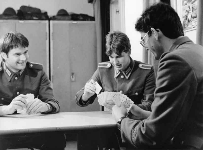Indoor service of soldiers of the Border Troops of the GDR in a barracks on the border - border strip at Lindewerra - Wahlshausen in present-day state of Saxony-Anhalt