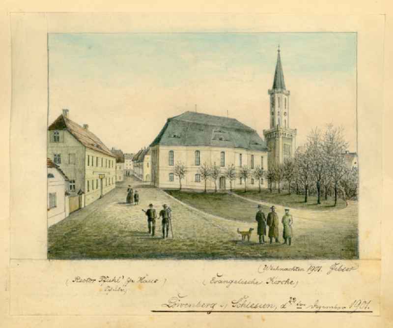 Miniatures of the Lower Silesian town Loewenberg today Lwowek in the Republic of Poland