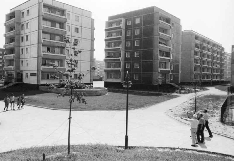 Residential area / prefabricated building settlement in the part of town of Olvenstedt in Magdeburg in the federal state Saxony-Anhalt in the area of the former GDR, German democratic republic