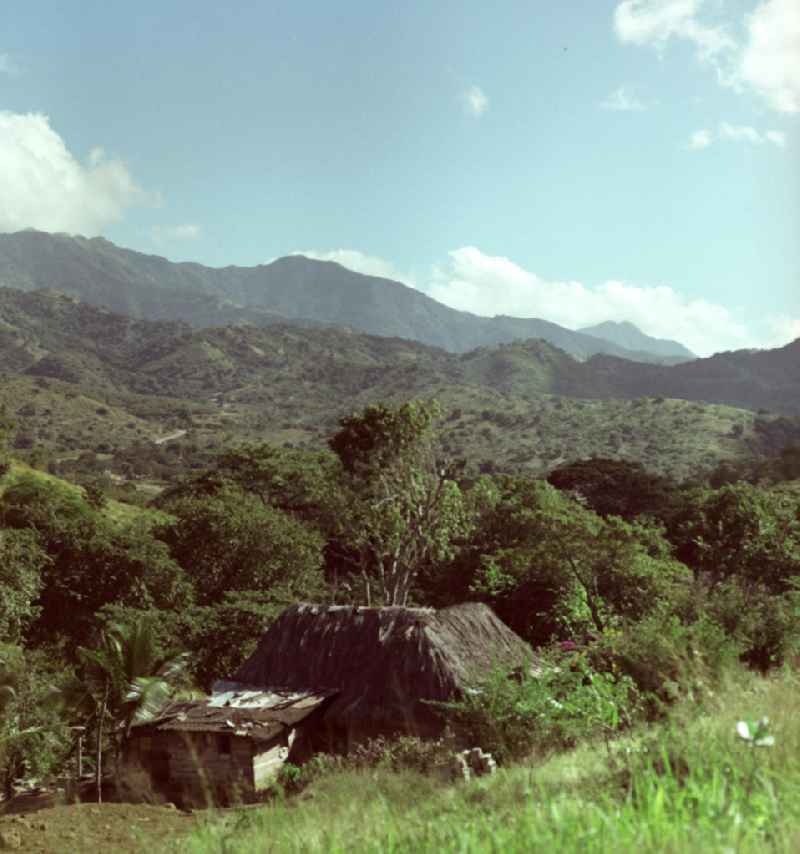 Blick auf ärmlich wirkende Hütten im kubanischen Nationalpark Sierra Cristal.