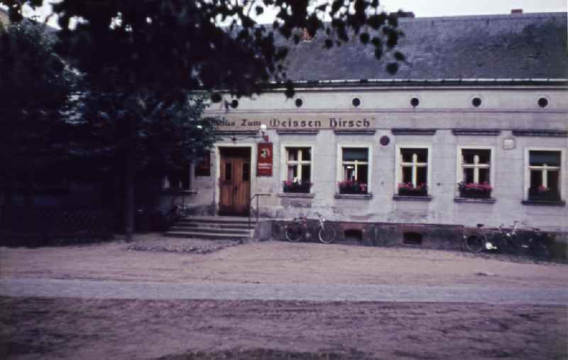 Restaurant and tavern ' Zum Weissen Hirsch ' in Menz, Brandenburg on the territory of the former GDR, German Democratic Republic
