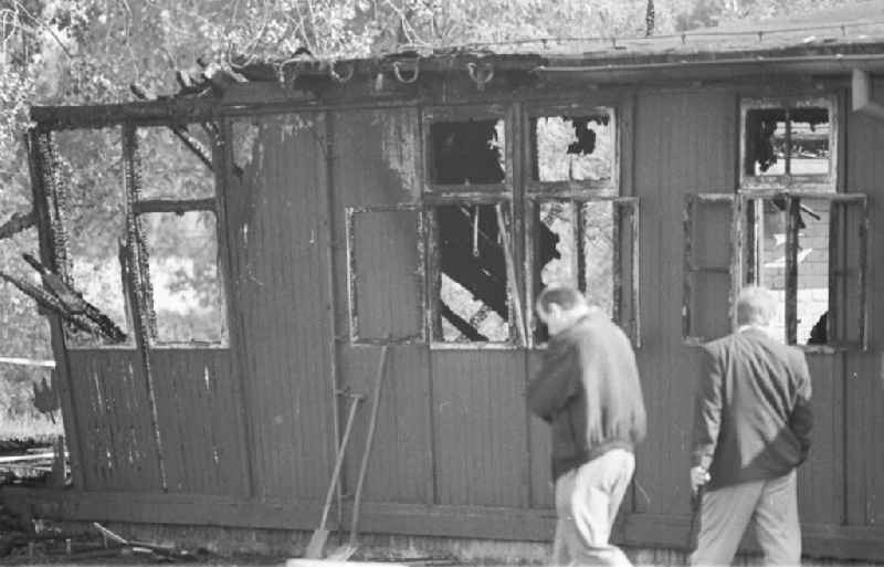 Arson attack on Jewish barracks in Sachsenhausen concentration camp in Oranienburg