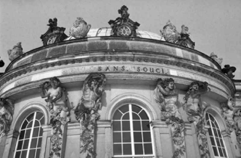 Sandstone statues of the sculptor Friedrich Christian Glume in the form of Bacchantes at Sanssouci Palace in Potsdam