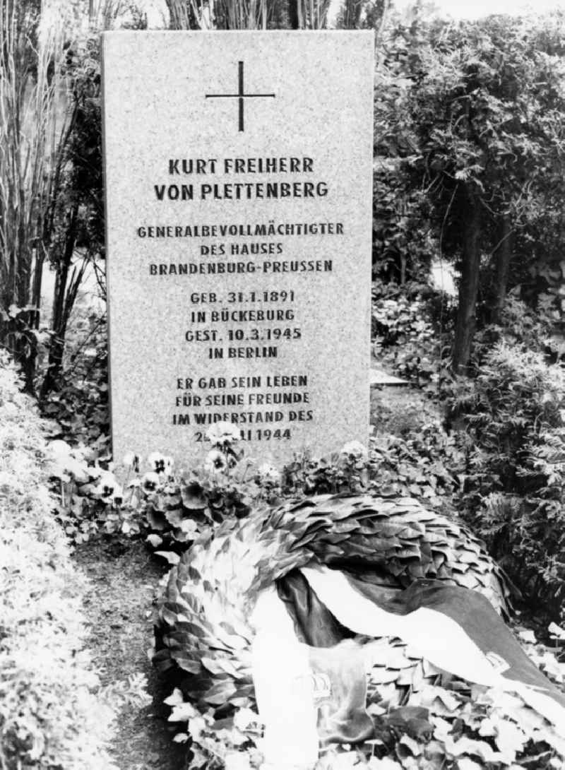 Renewed grave stone for Kurt Freiherr von Plettenberg on the Bornstedter Cemetery in Potsdam in Brandenburg