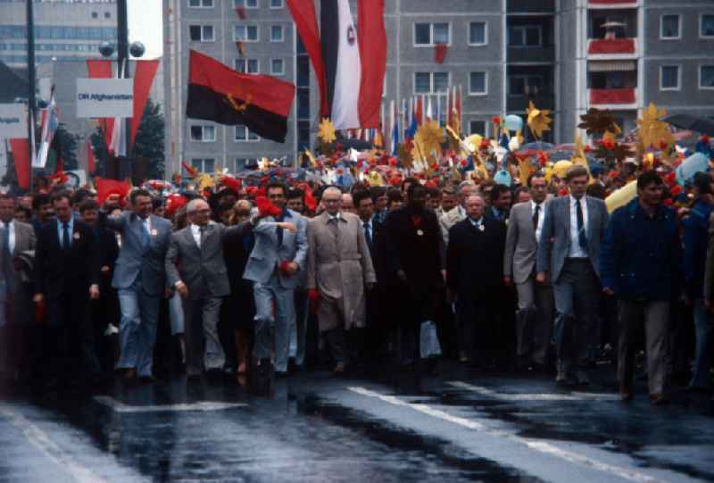 Erich Honecker, Egon Krenz and Erich Mielke, the GDR peace march in Potsdam in today's Brandenburg