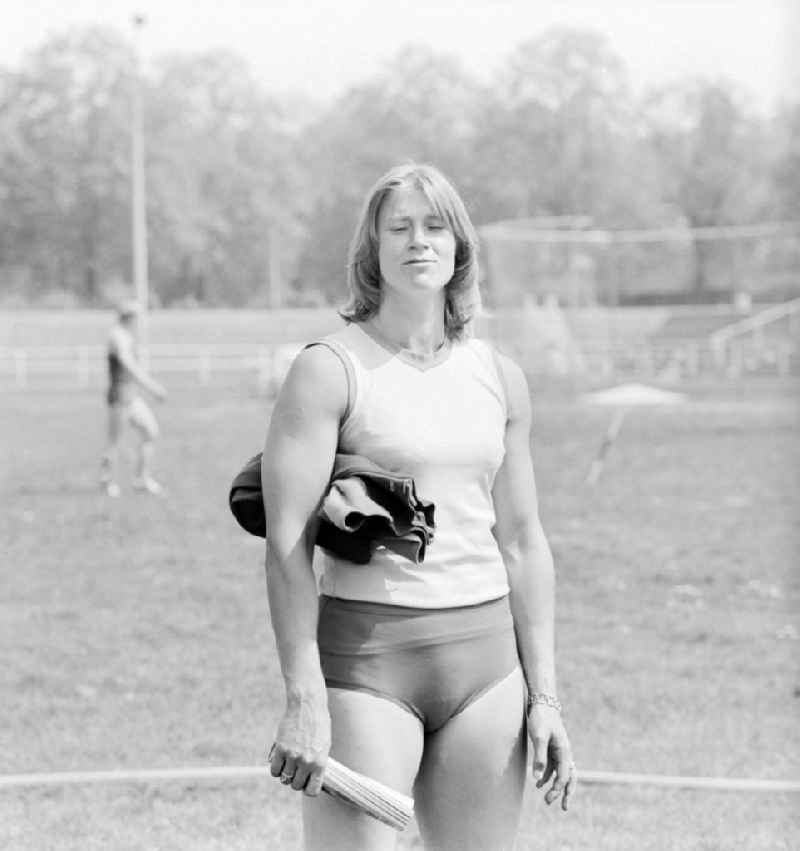 The German athlete and pentathlete Burglinde Pollak, married Grimm, the army sports club forward Potsdam (Potsdam ASK) in Potsdam in Brandenburg on the territory of the former GDR, German Democratic Republic