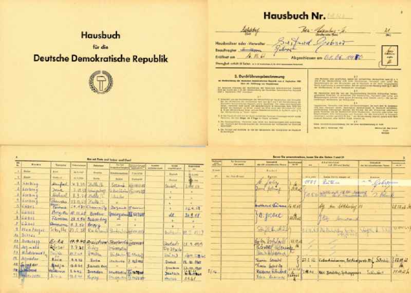 Reproduction House book for homeowners and property managers issued in Potsdam in the state Brandenburg on the territory of the former GDR, German Democratic Republic