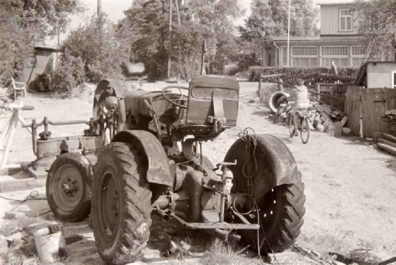 Agricultural machinery Tractor technology self made in Prerow in the state Mecklenburg-Western Pomerania on the territory of the former GDR, German Democratic Republic