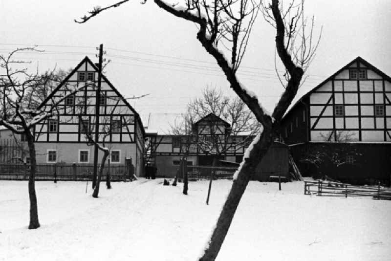 Agricultural work in a farm and farm in Reichstaedt in the state Thuringia on the territory of the former GDR, German Democratic Republic