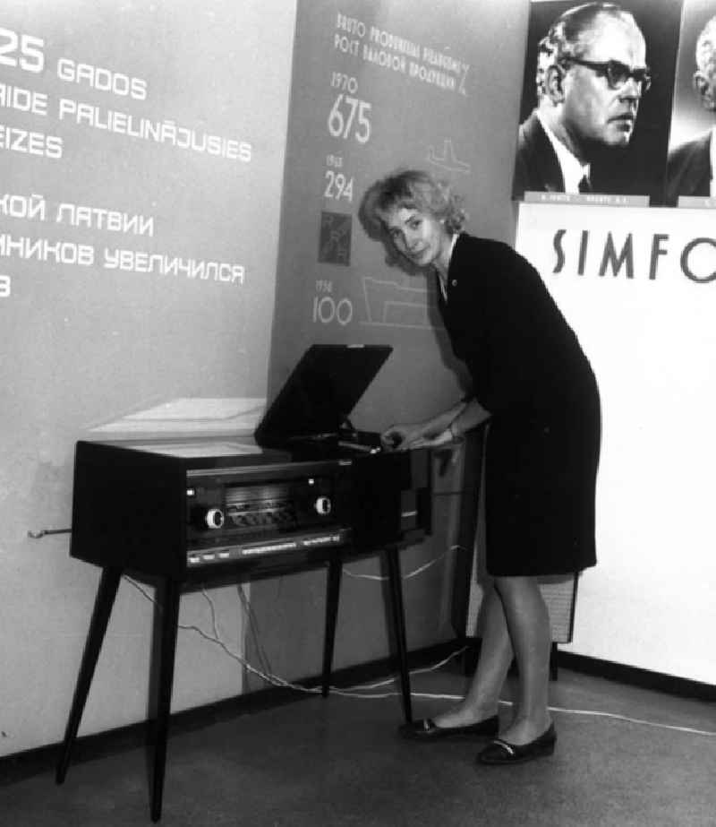 Dezember 1966
Stadtansicht von Riga 
Ausstellung  von RRR-Popow mit Plattenspieler 'Sinfonia' und Wohnzimmer 330,5