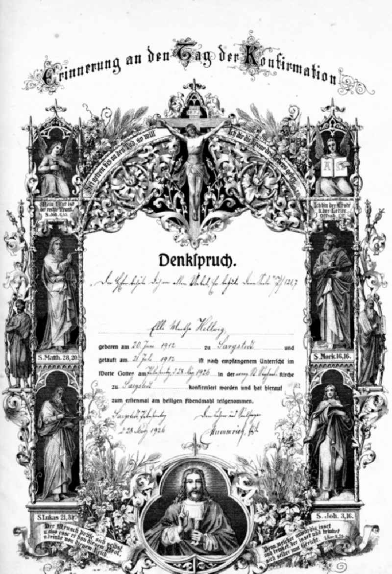 Reproduction Certificate of confirmation issued in Sargstedt in the state Saxony-Anhalt